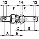 PERNO DOPPIO ATTACCO ATTREZZI a 48 mm b 42 mm c 12 mm d 58 mm