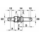 PERNO DOPPIO ATTACCO ATTREZZI a 48 mm b 42 mm c 12 mm d 58 mm